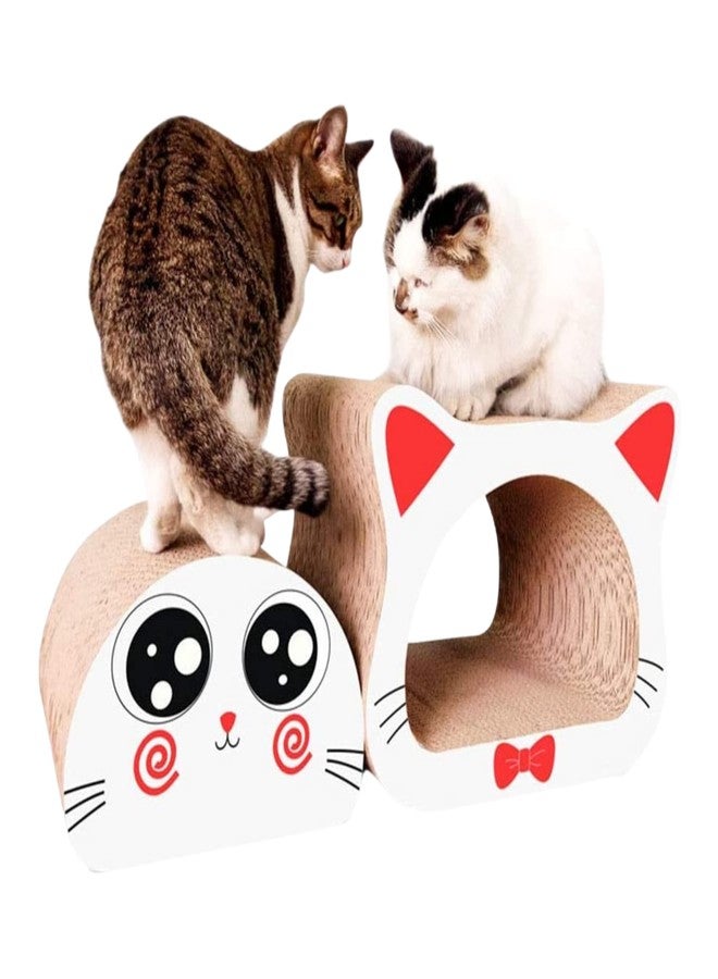 KittuPet كيتو بيت 2 في 1، لعبة خدش من الكرتون المموج قابلة للعكس وإعادة التدوير للقطط، لحماية الأثاث (وجه قطة)، 35 × 26 × 29 سم - Image 4